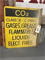 CO2 GLASS, FIRES GLAMMABLE METAL SIGN-