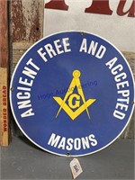 MASONS ANCIENT FREE & ACCEPTED ENAMEL SIGN