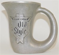 Vintage Old Style Pewter Horn Stein