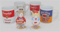* 4 Vintage Campbell's Soup Cups and 2 Figurines