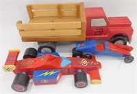 * Lot of 2 Wood Race Cars and Wood Truck