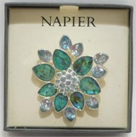New Napier Blue Stone Flower Brooch