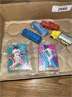 BASEBALL CARS, 4 CARS-TOOTSIETOY, HOT WHEEL& MISC