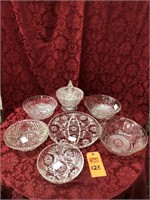 Glass Candy Dish w/lid, Glass Bowls, Serving Tray