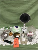 Vintage Powder Puff, Dresser Jars, Perfume Bottles
