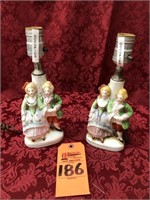 Pair Victorian Lamps Occupied Japan