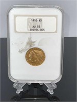 1910 $5 Gold Indian Coin