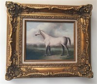 SMALL MODERN WORK OF HORSE AT IN GILT FRAME