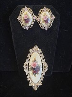 Rose Brooch & Earrings
