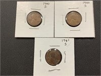1940 S, 1940 S & 1941 S Wheat Cents