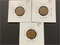 1944 S, 1944 S & 1944 D Wheat Cents