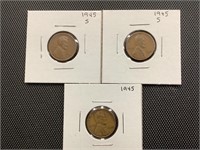 1945 – S, 1945 – S & 1945 Wheat Cents