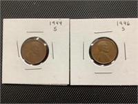1944-S & 1946-S Wheat Cents