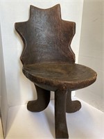 African Hand Carved Tripod Chair w/ Markings