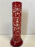 Red & White Peking Glass Vase
