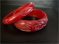 Red Bakelite Bangle Bracelets