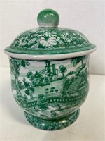 Chinese Green & White Lidded Jar