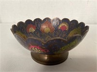 Small Painted Brass Scalloped Bowl