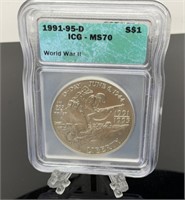 1991-1995 - D World War II $1 Silver Commemorative