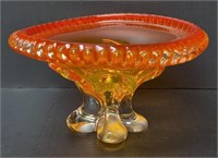 Stunning Mid Century Art Glass Footed Bowl