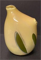 Green Art Glass Mid Century Style Biomorphic Vase