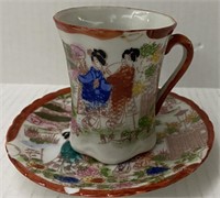 1940s GEISHAWARE RED CHOCOLATE CUP SAUCER