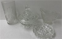 1930s IRIS AND HERRINGBONE GLASS CREAMER & SANTA G