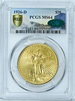 $20 1926-D  PCGS  MS64 CAC