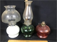 Lot of Three Vintage Oil Lamps, c1960s