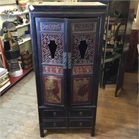 Carved Chinese Cabinet, Elm