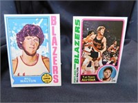 2- NBA Bill Walton Basketball Cards, Rookie Card