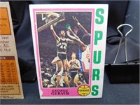 2- George Gervin NBA Basketball Cards, Rookie Card