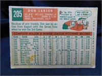 Don Larsen Card 1959 Topps No.205 Yankees MLB