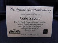 Gale Sayers Autographed Card with COA