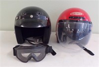 (2) DOT APPROVED HELMETS, SIZE SMALL, ONE IS GMAX.