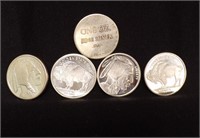 (4) ONE TROY OUNCE SILVER COINS, .999 SILVER.....