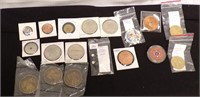 GROUP OF COMMEMORATIVE COINS & TOKENS