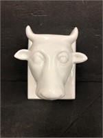 White Ceramic Cow Head Wall Hanging Wall Hook