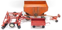 * Vintage Metal Farm Toys - Ertl Red Wagon, Ertl