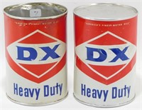 2 Vintage Quart D.X. Oil Cans - Empty, One with