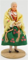 Vintage Polish Miniature Folk Doll in a Work