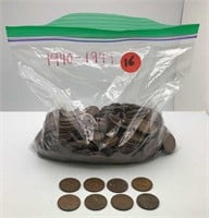 Large bag of 1940's wheat pennies