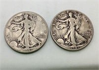 (2) 1941D Liberty Half Dollars