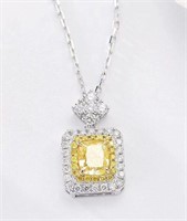 1ct natural yellow diamond pendant in 18k gold