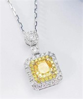 1ct natural yellow diamond pendant in 18k gold