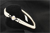 FAUX PEARL NECKLACE STERLING CLASP