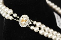 FAUX PEARL NECKLACE STERLING CLASP