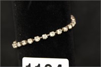 SILVER TONED TENNIS BRACLET CUBIC ZIRC STONE