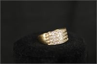 10K SIZE 6.75 GOLD WITH FOUR ROWS DIAMONDS