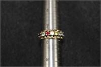 10K GOLD MOTHERS RING SIZE 7.5 WITH SEVEN GEMS